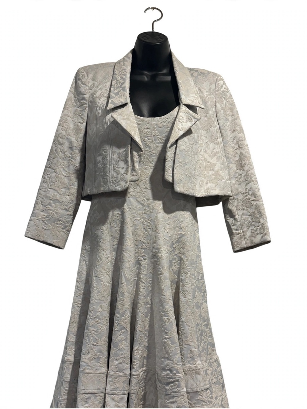 ZAC Zac Posen Silver Damask A-Line Scoop-Neck Dress - Picture 3 of 5